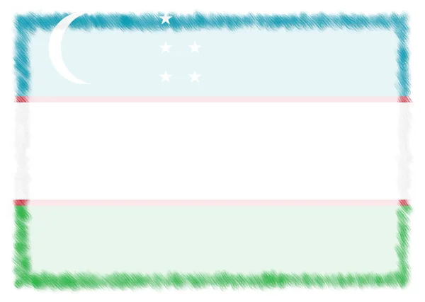 Frontiera con bandiera nazionale dell'Uzbekistan . — Foto Stock