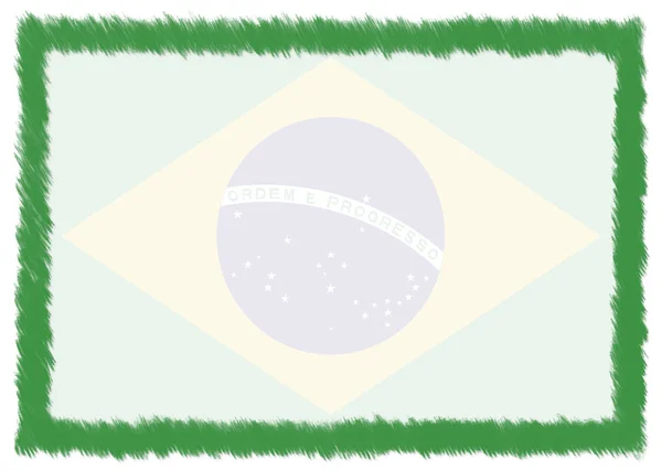 Fronteira feita com bandeira nacional do Brasil . — Fotografia de Stock