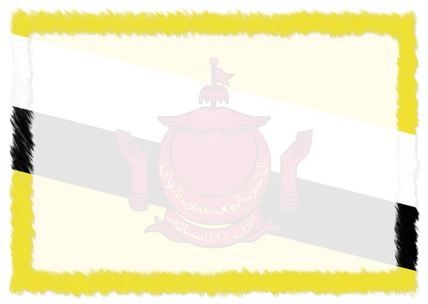 Gräns med Bruneis nationella flagga. — Stockfoto