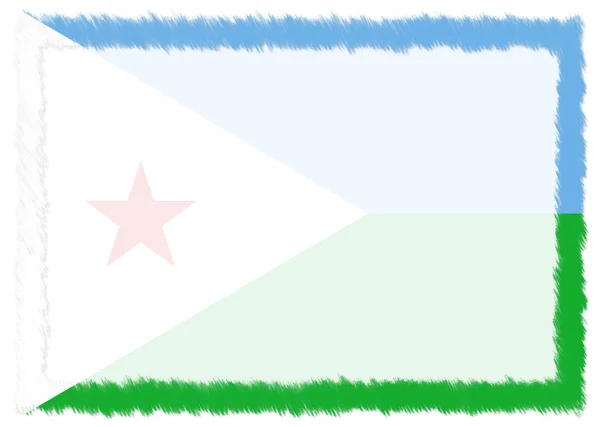 Grenze mit Dschibuti-Nationalflagge. — Stockfoto