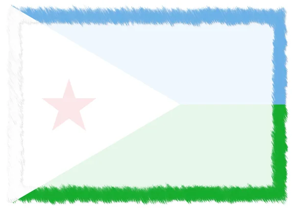 Frontière avec le drapeau national de Djibouti . — Photo