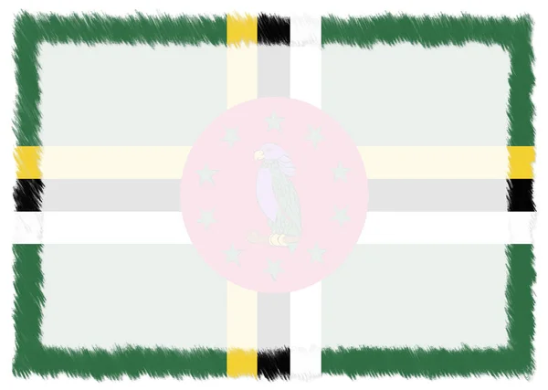 Frontière avec le drapeau national de la Dominique . — Photo
