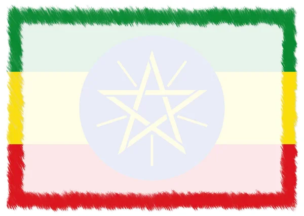 Grenze mit äthiopischer Nationalflagge. — Stockfoto