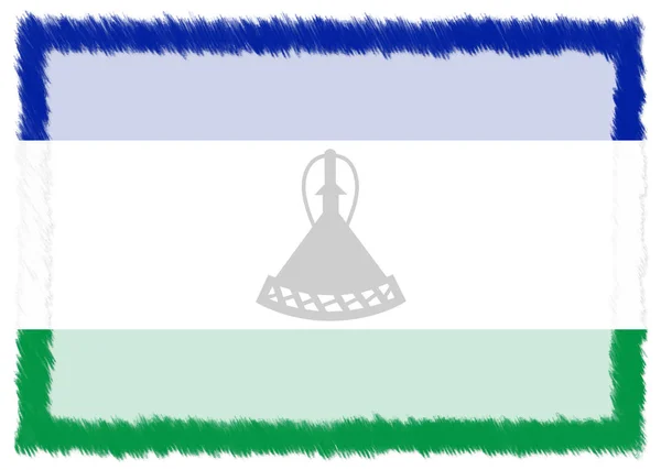 Frontera hecha con bandera nacional de Lesotho . — Foto de Stock