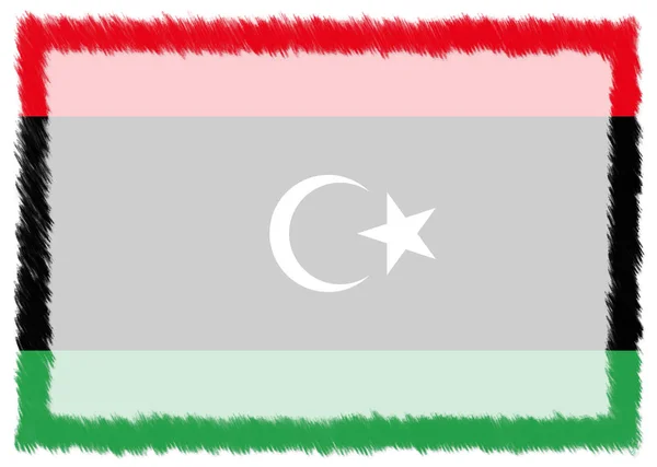 Hranice s libyjskou státní vlajkou. — Stock fotografie