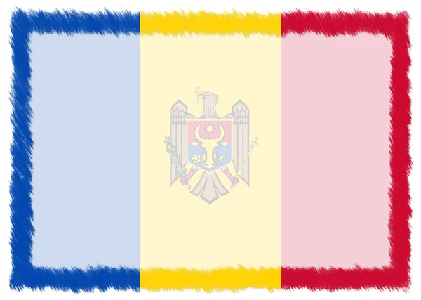 Frontiera con bandiera nazionale moldova . — Foto Stock