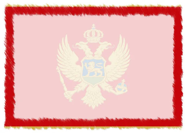 Grenze mit montenegrinischer Nationalflagge. — Stockfoto
