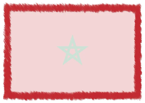Frontiera con bandiera nazionale marocchina . — Foto Stock
