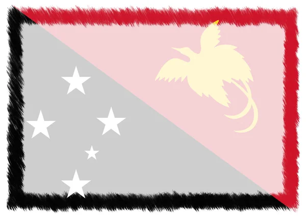 Grenze mit Papua-Neuguinea-Nationalflagge. — Stockfoto