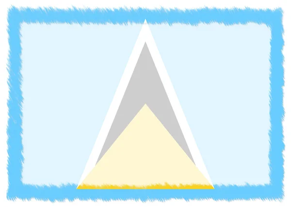 Saint Lucia nemzeti zászlóval készült határ. — Stock Fotó