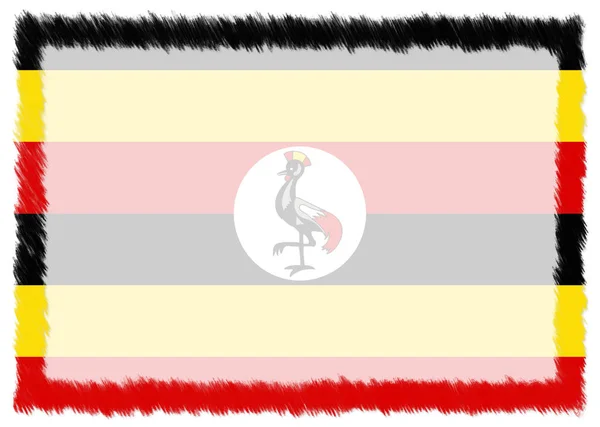 Frontière avec le drapeau national de l'Ouganda . — Photo