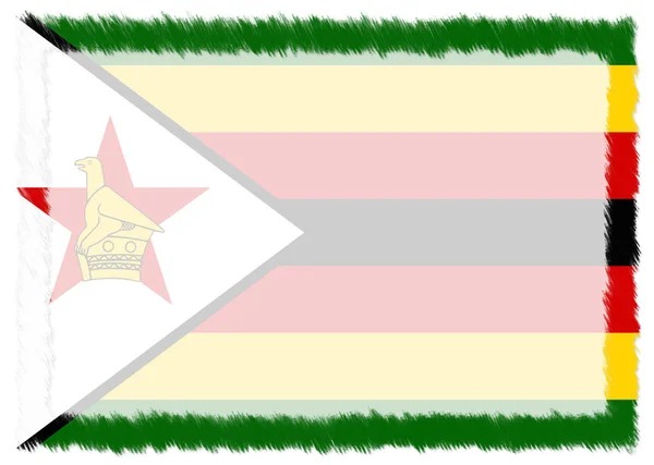 ザンバブエ国旗で作られた国境. — ストック写真