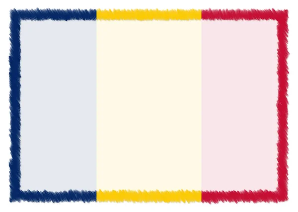 Hranice vytvořena s čadskou národní vlajkou. — Stock fotografie