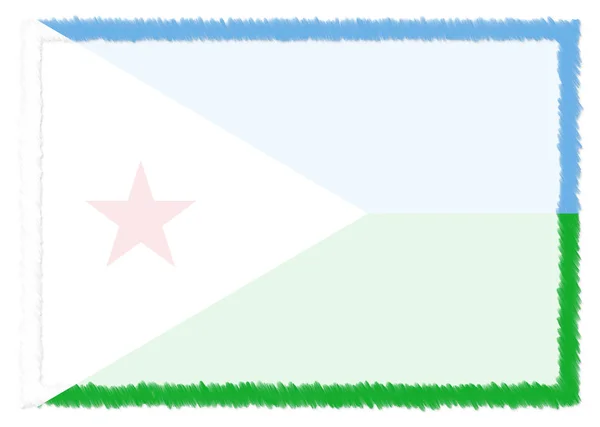 Frontière avec le drapeau national de Djibouti . — Photo