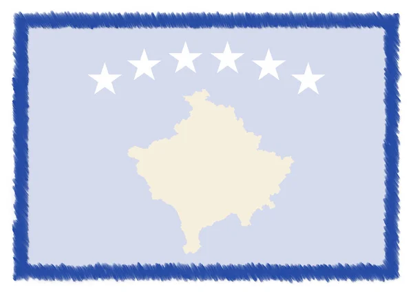 Fronteira feita com a bandeira nacional do Kosovo . — Fotografia de Stock