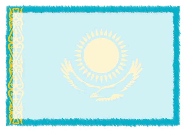カザフスタン国旗で作られた国境. — ストック写真