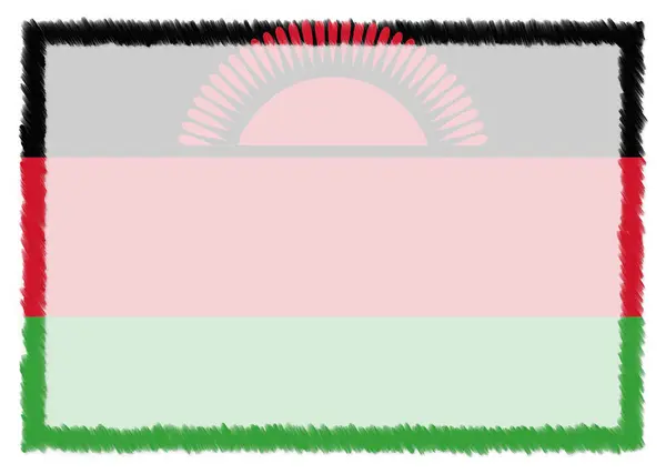 Frontière avec le drapeau national du Malawi . — Photo