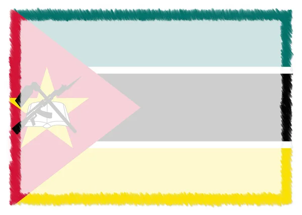 Frontera hecha con bandera nacional de Mozambique . —  Fotos de Stock