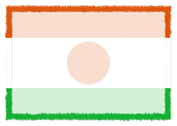 Nijer ulusal bayrağıyla yapılan sınır. — Stok fotoğraf