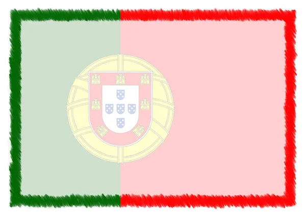 Hranice vytvořená portugalskou národní vlajkou. — Stock fotografie