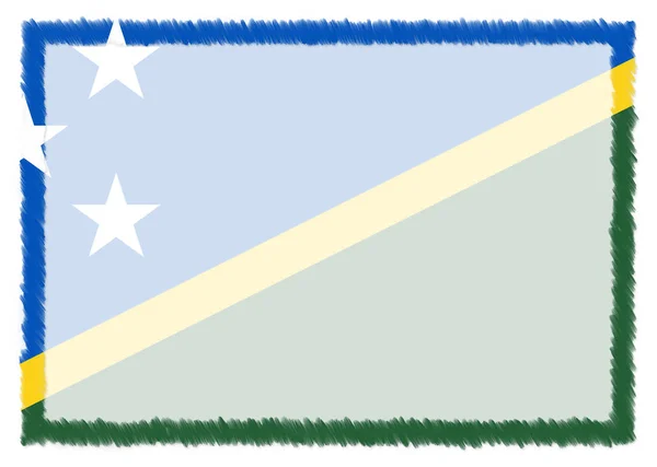 Grens met nationale vlag van de Salomonseilanden. — Stockfoto