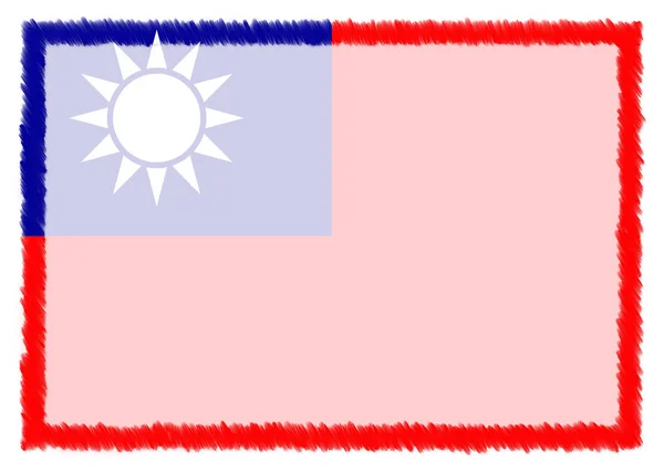 Tayvan ulusal bayrağıyla yapılan sınır. — Stok fotoğraf