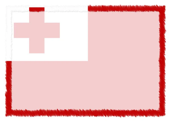 Frontera hecha con bandera nacional Tonga . — Foto de Stock