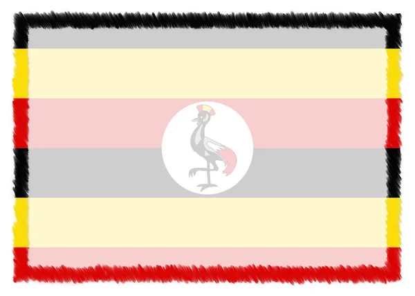 Граница Уганды с национальным флагом . — стоковое фото