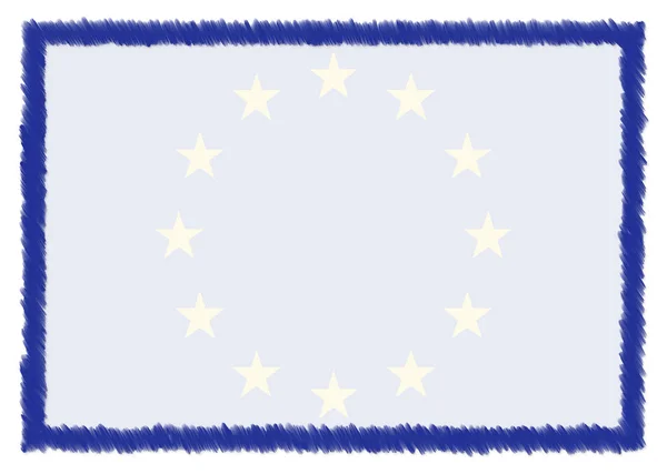 Border made with European Union national flag. — Stock Photo, Image