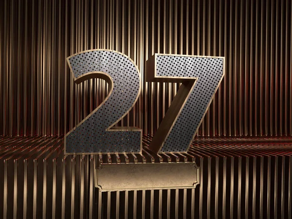 Número 27 com pequenos buracos — Fotografia de Stock