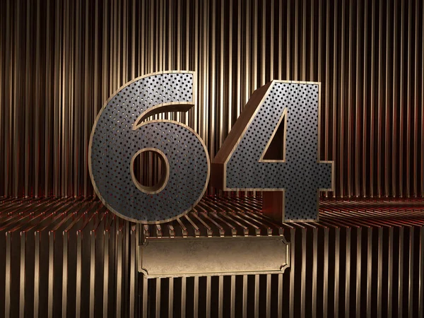 Number 64 with small holes — Stock Photo, Image