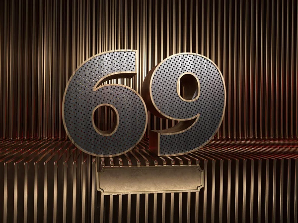 Number 69 with small holes — Stock Photo, Image