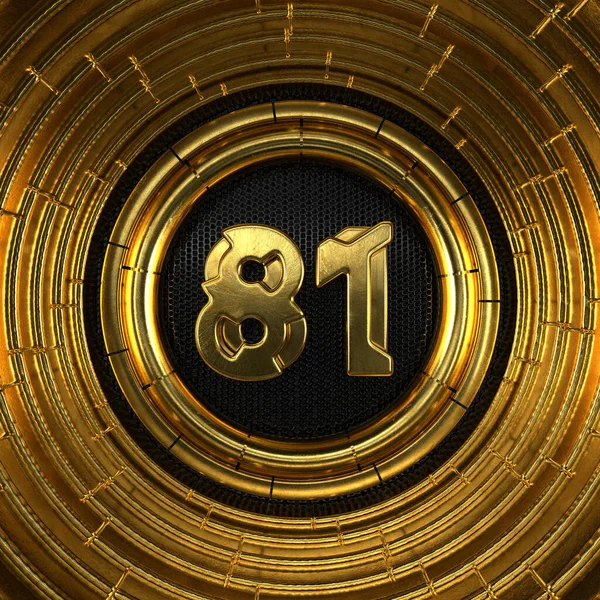 金番号81 81番 周囲には黒の金属製の背景と金の指輪が施されている 3Dイラスト — ストック写真