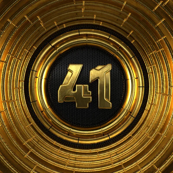 Goud Nummer Nummer Eenenveertig Met Geperforeerde Zwarte Metalen Ondergrond Gouden — Stockfoto