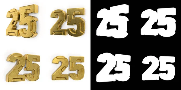 Set Golden Number Number Twenty Five Left Side View Right — Stock Photo, Image