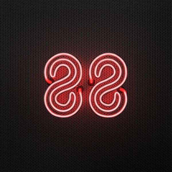 Glowing Red Neon Number Number Eighty Eight Perforated Metal Background — Stock Photo, Image