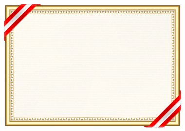 Kanada bayrağı ile yatay çerçeve ve sınır, sertifikanız ve diplomanız için şablon unsurları. Vektör.