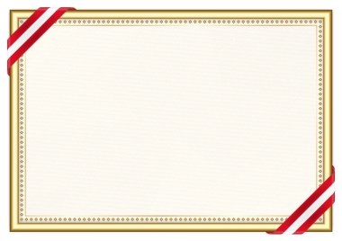 Peru bayrağı ile yatay çerçeve ve sınır, sertifikanız ve diplomanız için şablon elemanları. Vektör.