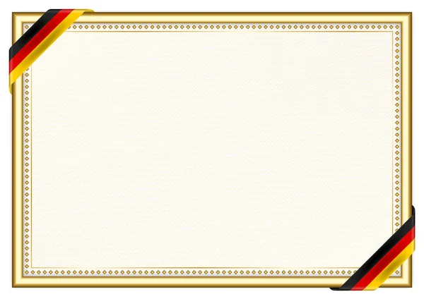 Горизонтальная Рамка Граница Флагом Германии Элементы Шаблона Сертификата Диплома Вектор — стоковый вектор