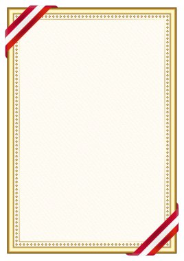 Danimarka bayrağı ile dikey çerçeve ve sınır, sertifikanız ve diplomanız için şablon unsurları. Vektör.