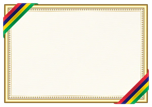 Cadre Horizontal Bordure Avec Drapeau Maurice Éléments Gabarit Pour Votre — Image vectorielle