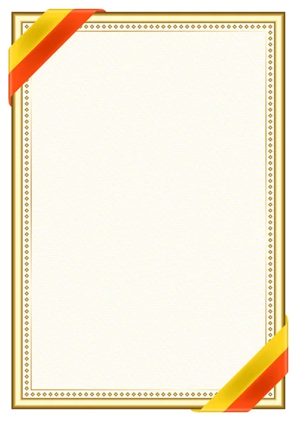 証明書と卒業証書のテンプレート要素 ブータンの国旗との垂直フレームと国境 ベクトル — ストックベクタ