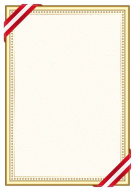 Peru bayrağı ile dikey çerçeve ve sınır, sertifikanız ve diplomanız için şablon elemanları. Vektör.