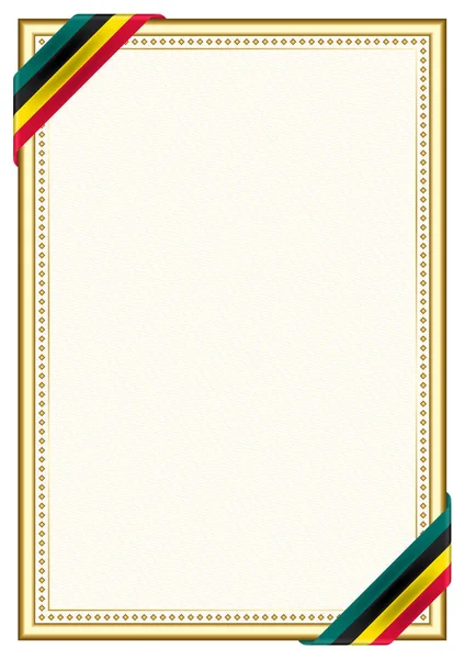 Вертикальная Рамка Граница Флагом Мозамбика Элементы Шаблона Вашего Сертификата Диплома — стоковый вектор