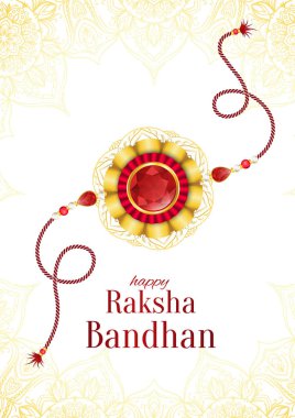 Raksha Bandhan vektör arka plan. Rakshabandhan tebrik kartı serdar (bir tılsım veya muska) ile. Bir ve bir kız arasındaki sevgi sembolize Hindu festivali.