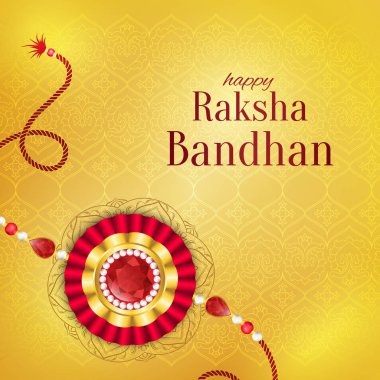 Raksha Bandhan vektör arka plan. Rakshabandhan tebrik kartı serdar (bir tılsım veya muska) ile. Bir ve bir kız arasındaki sevgi sembolize Hindu festivali.