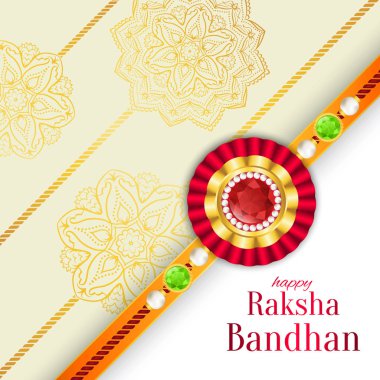 Raksha Bandhan vektör arka plan. Rakshabandhan tebrik kartı serdar (bir tılsım veya muska) ile. Bir ve bir kız arasındaki sevgi sembolize Hindu festivali.