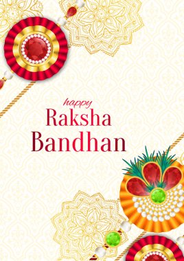 Raksha Bandhan vector background. Rakshabandhan greeting card with rakhi (a talisman or amulet). Hindu festival to symbolize the love between a brother and a sister. clipart