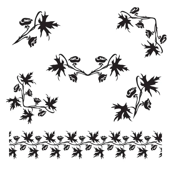 手描きラークスパー デルフィ ニウム 花房装飾的なシルエット — ストックベクタ