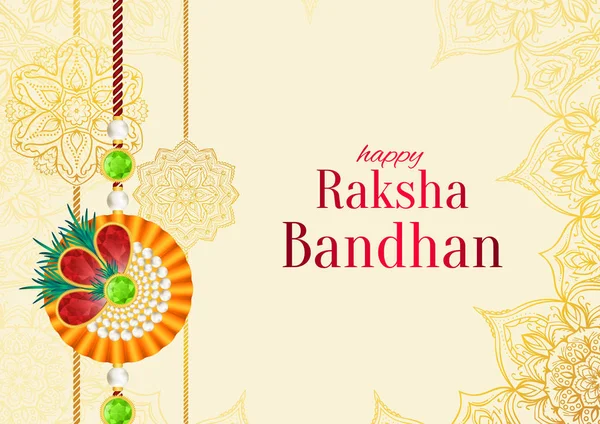 Raksha Bandhan vektör arka plan. Rakshabandhan tebrik kartı serdar (bir tılsım veya muska) ile. Bir ve bir kız arasındaki sevgi sembolize Hindu festivali.